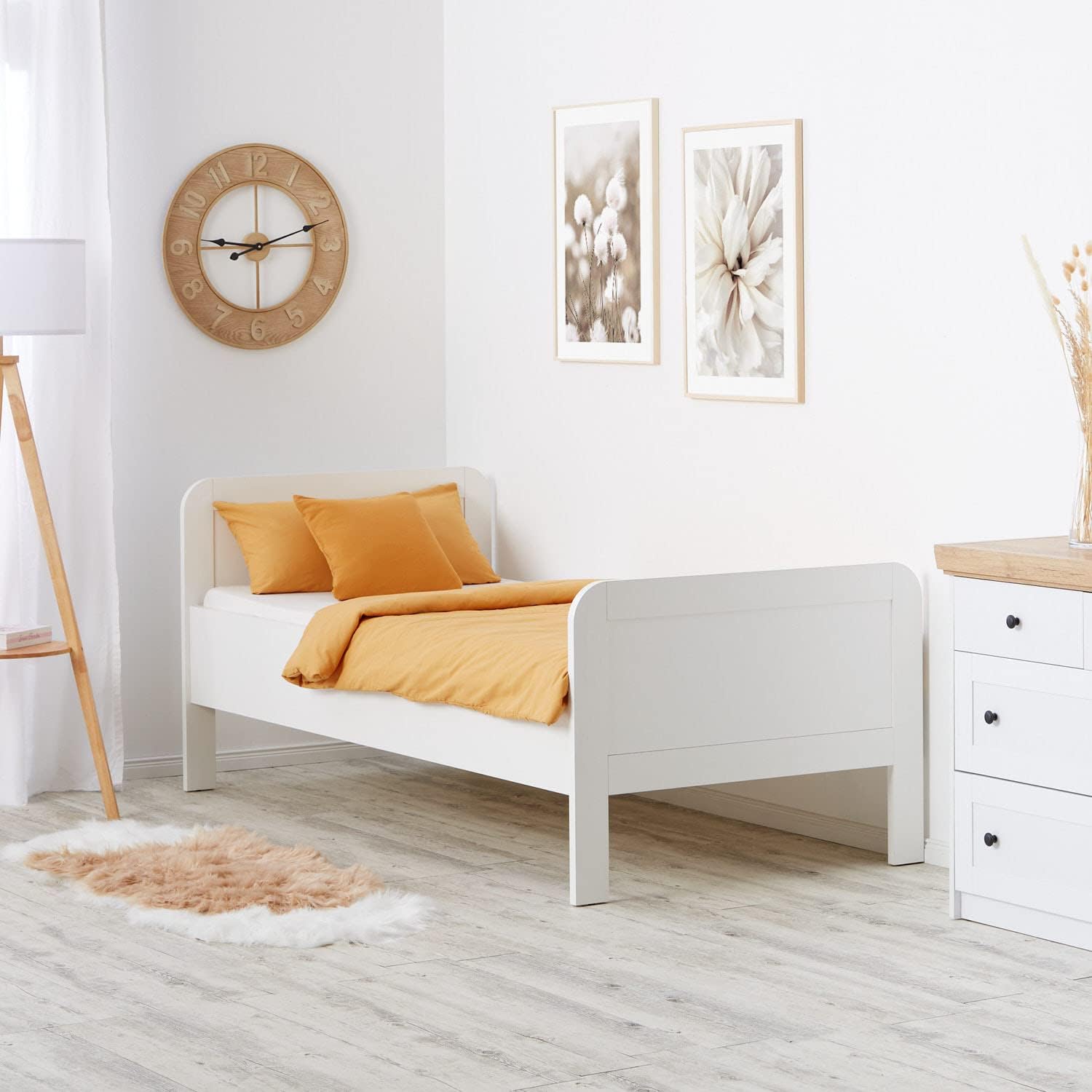 Homestyle4u Komfortbett Bett Senioren Seniorenbett 90x200 Komforthöhe Weiß Holz Leichter Einstieg extra hoch