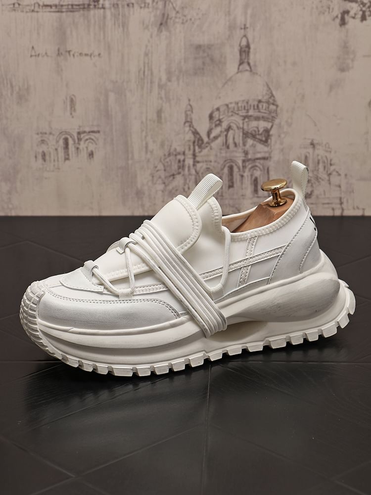 Mr Ozera - Platform Plain Lace Up Sneakers