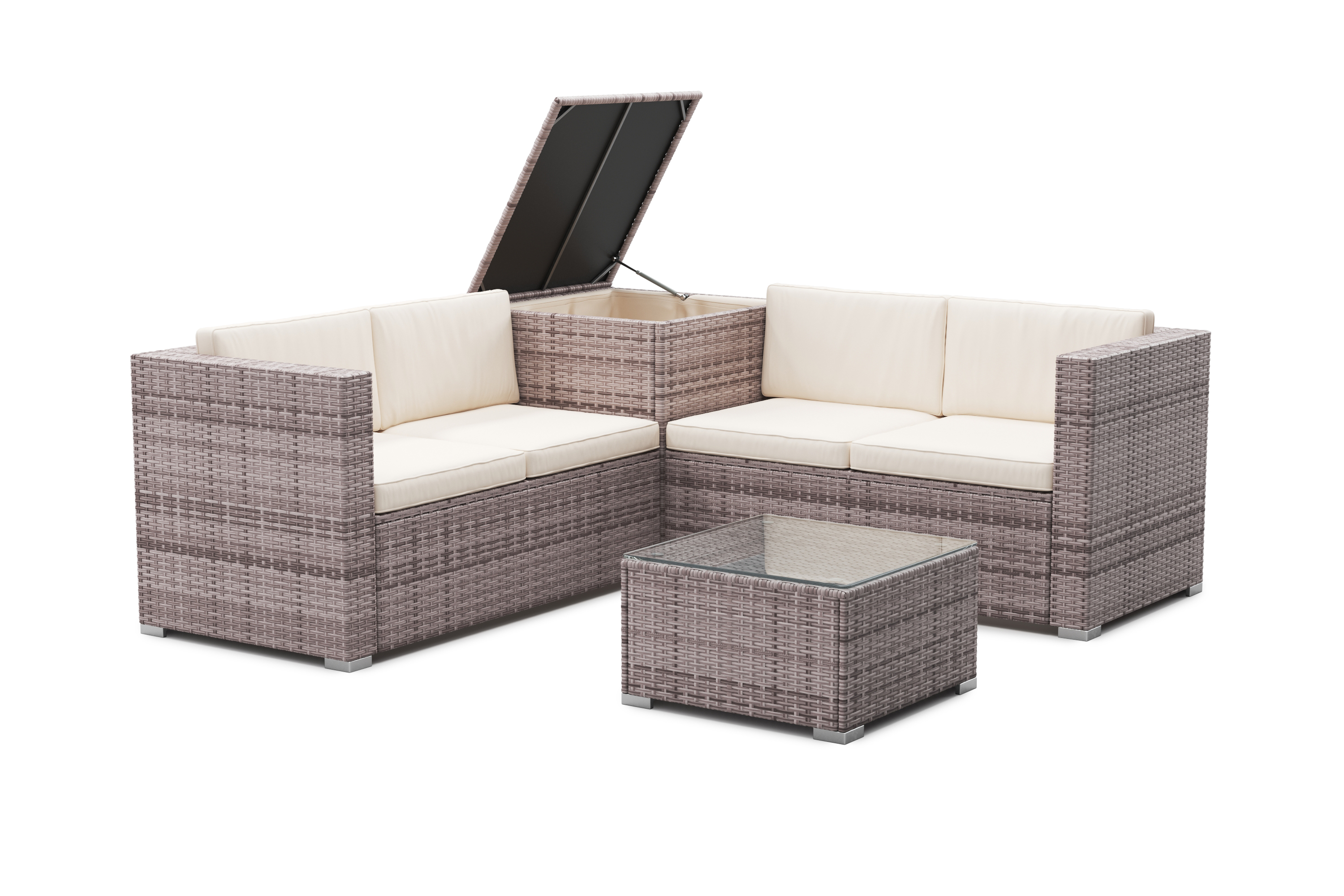 Rattanlounge SAN MARINO graubraun/beige