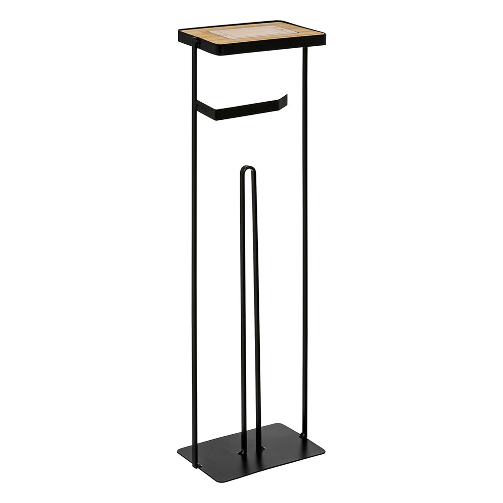 Dérouleur WC avec réserve bois noir H 59cm