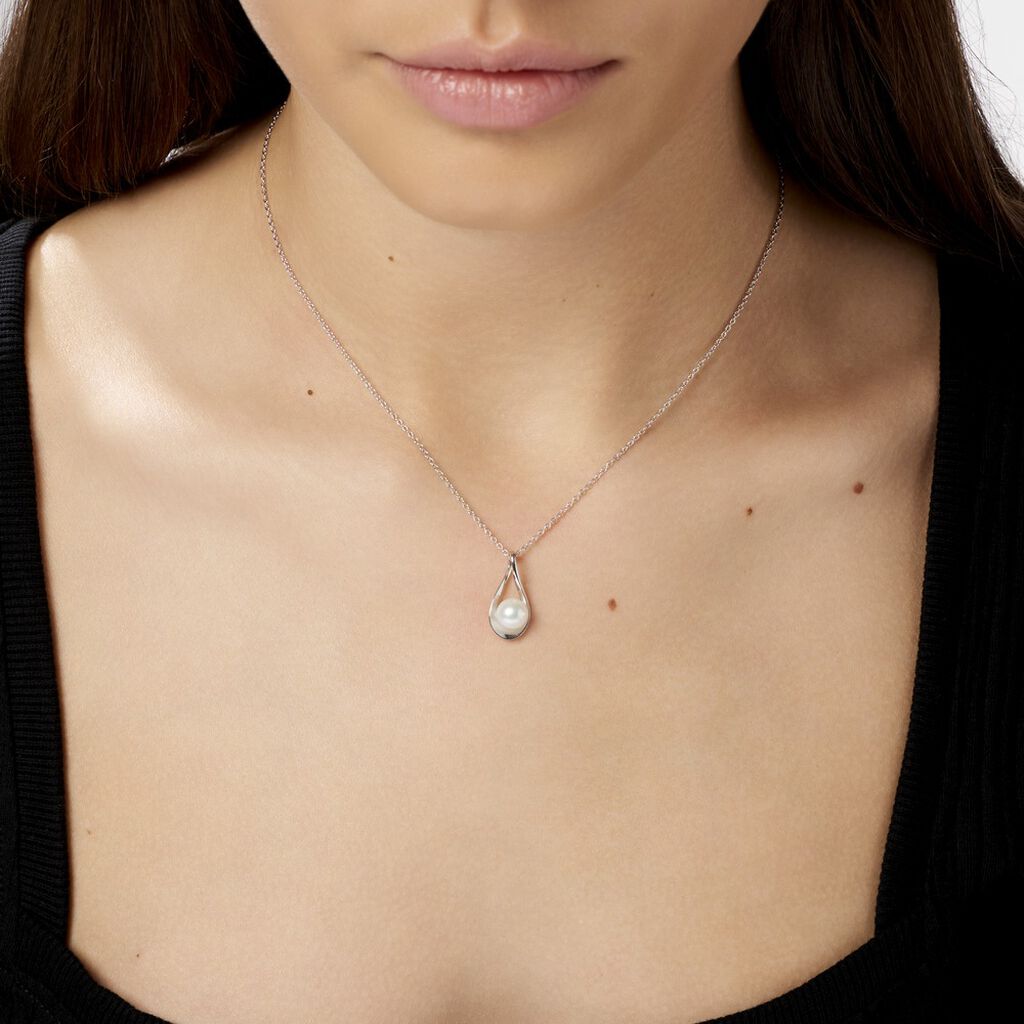 Collier Loren Argent Blanc Perle De Culture