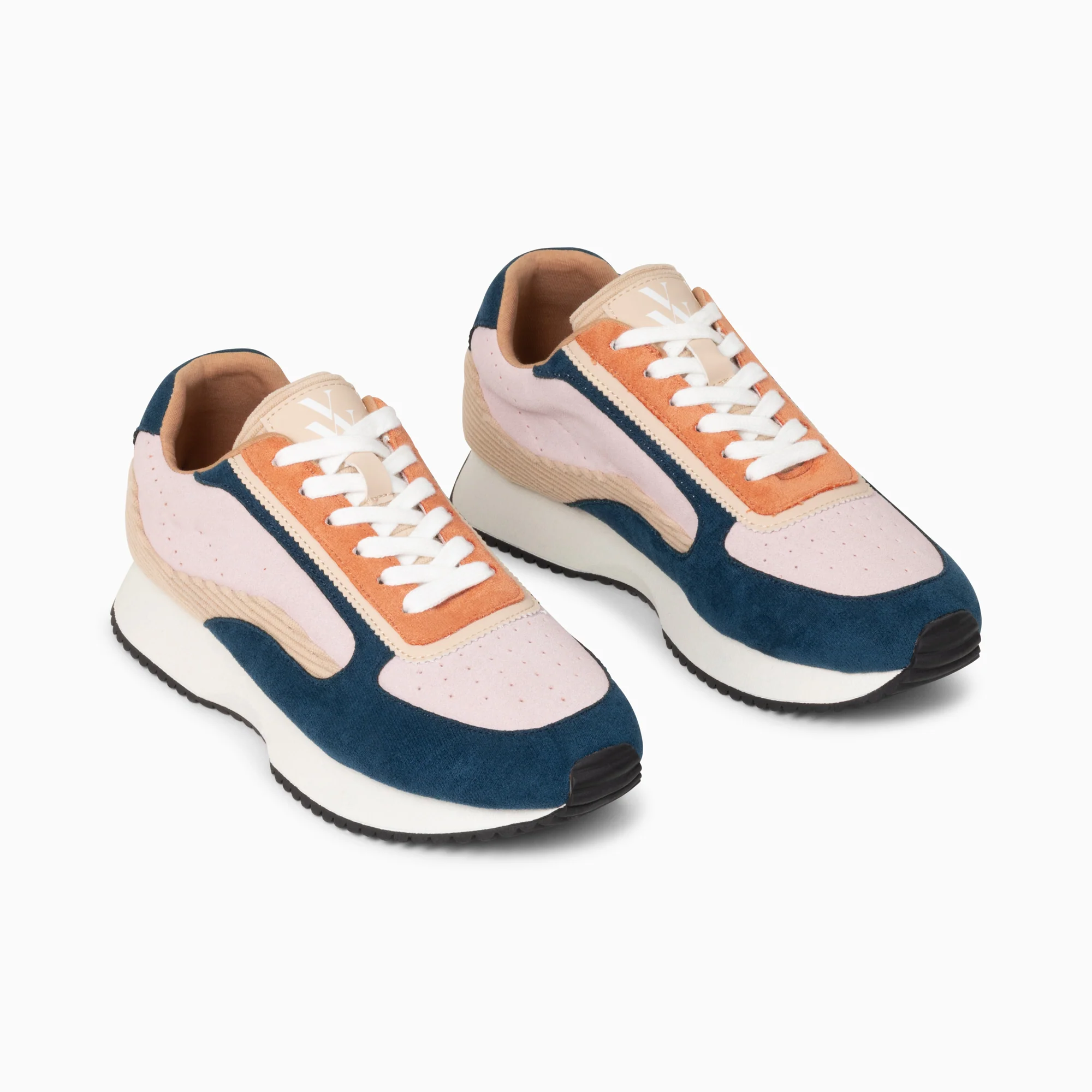 Sneakers-Baskets Pekka bleu et rose pâle à semelle running