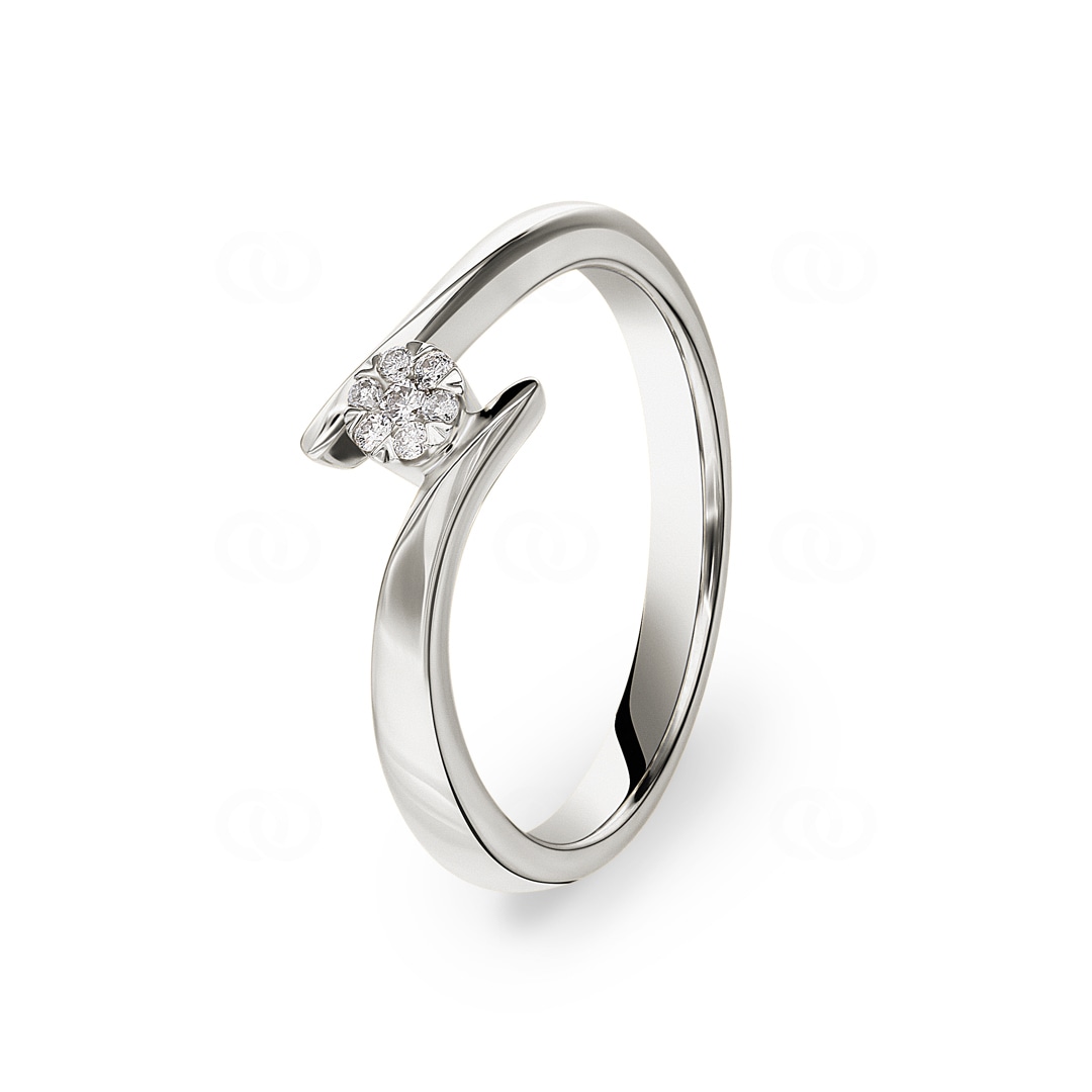 Spannring 750/18 K Weissgold mit Diamanten 0.06 ct H/si