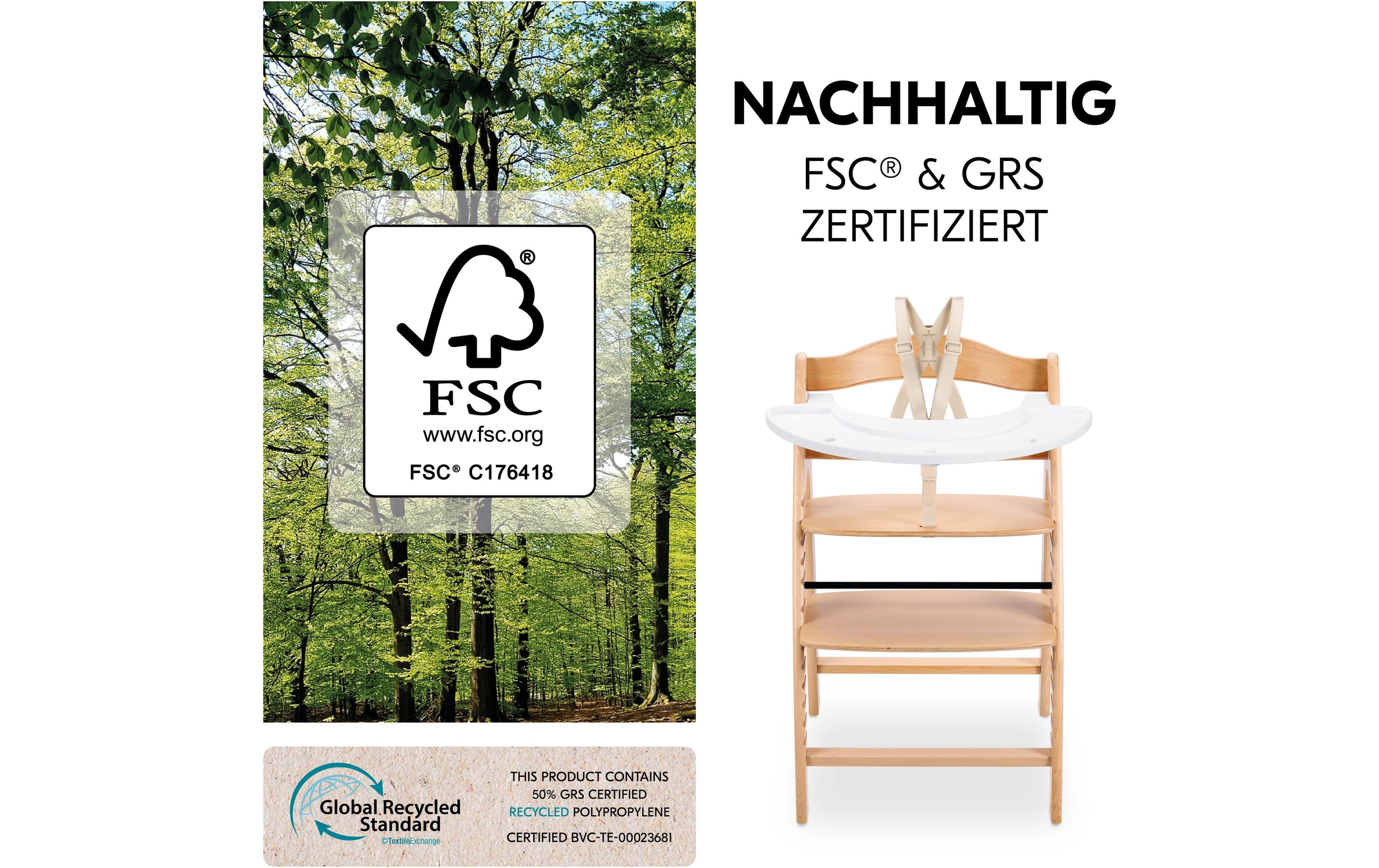 Hochstuhl Arketa N Play Beech<br>Stilvolle Holzhochstuhl mit Play Tray im Set