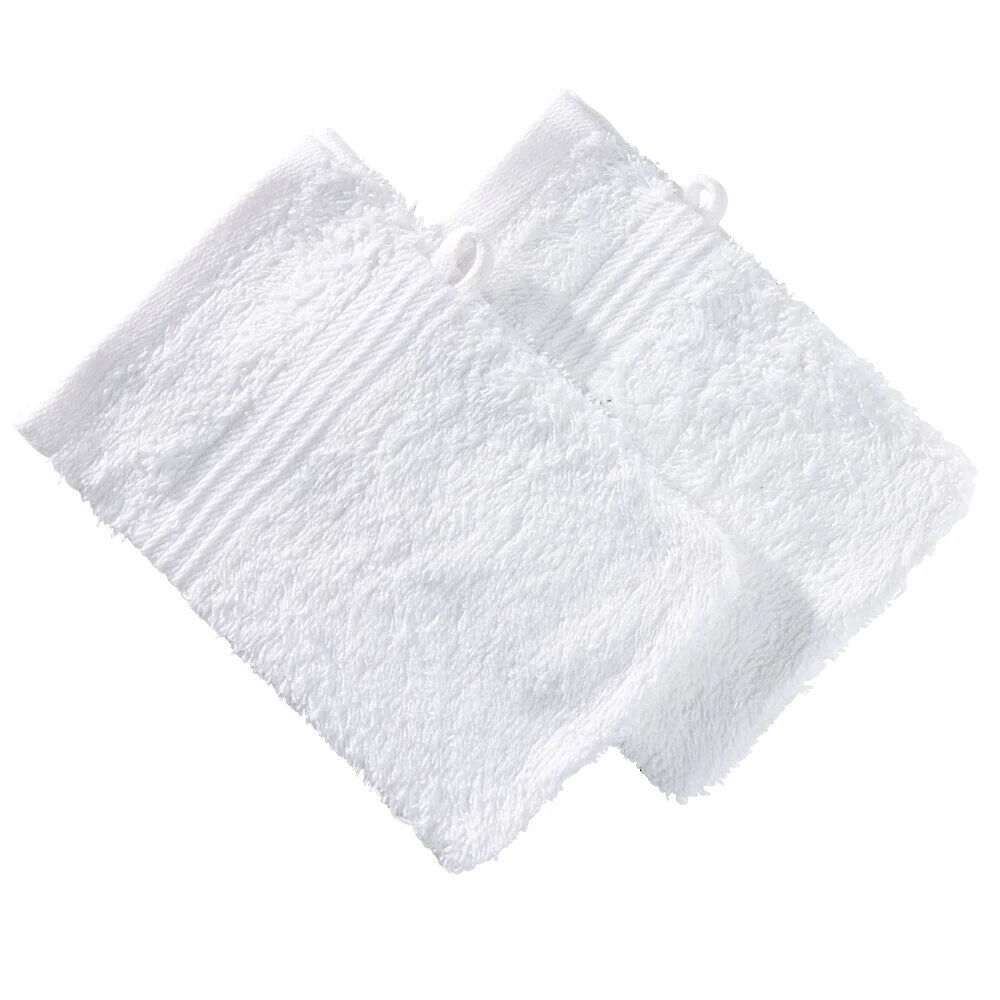 Gant de toilette x2 coton blanc 16x21cm