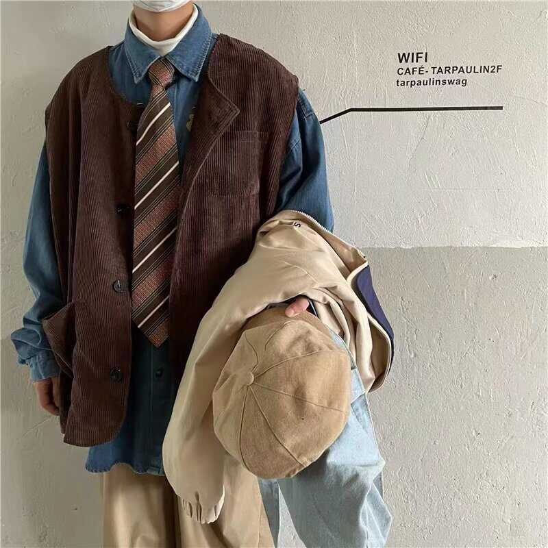 Real Boy - Ronde hals effen corduroy vest met knopen