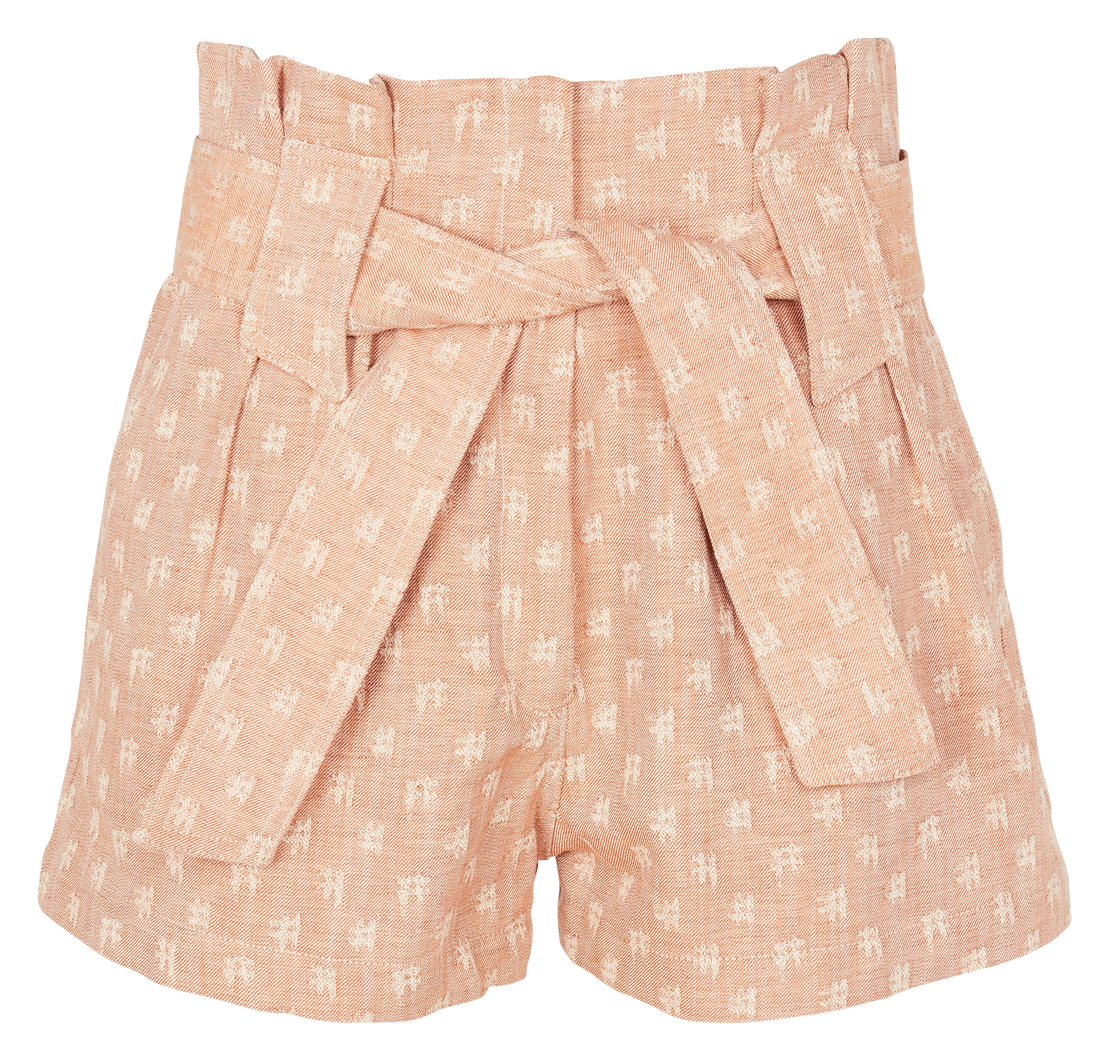 LA JOLLA - Short droit jacquard en coton et lin| Orange