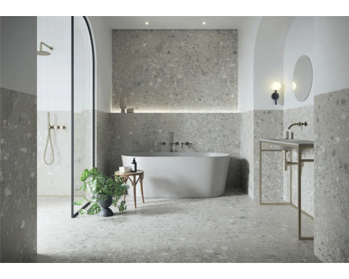 Wand- en vloertegel Hedon Grey 60x60 cm Terrazzo look tegel mat gerectificeerd