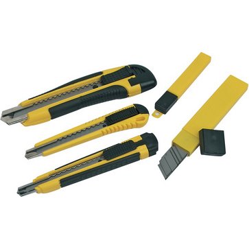 Kit de cutters, 3 pièces, noir / jaune