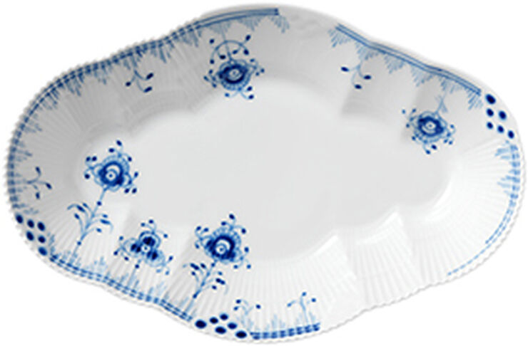 Royal Copenhagen Blå Elements 23 cm. fad Hvid, blå
