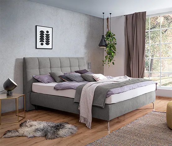 Boxspringbett »Arano«, 140 x 200 cm, Matratzenhärtegrad H2, platingrau