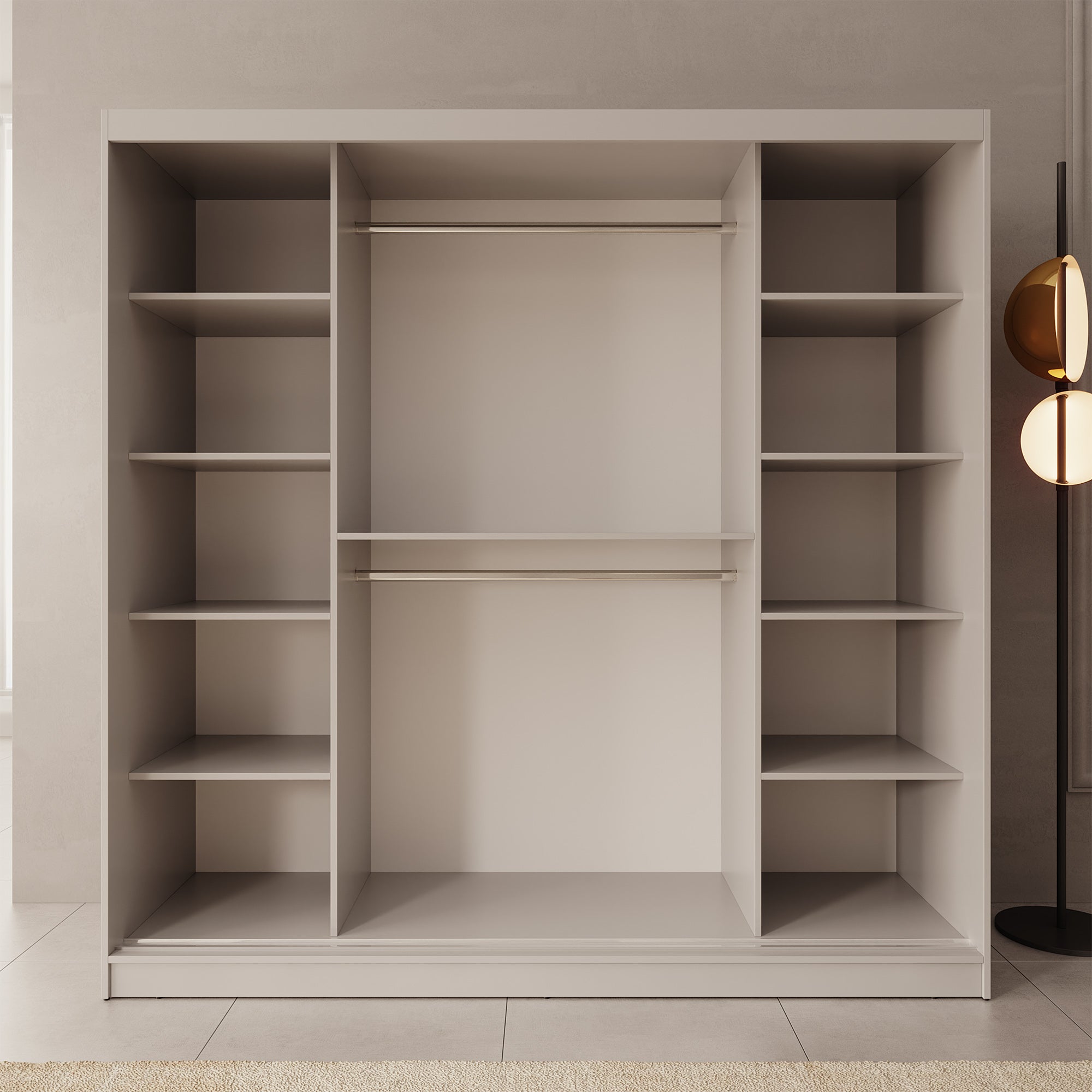 Lava - Kledingkast met 2 schuifdeuren - Beige - 200x62x200 cm