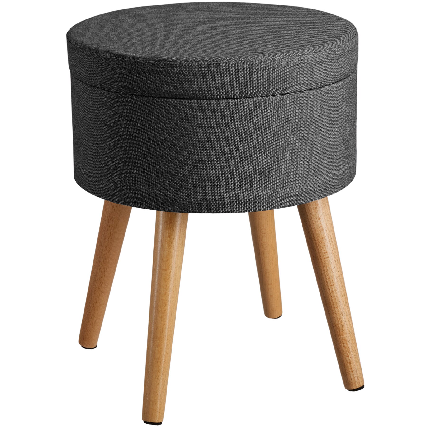 tectake® Sitzhocker, rund, in Leinenoptik, 35,5 x 45,5 cm