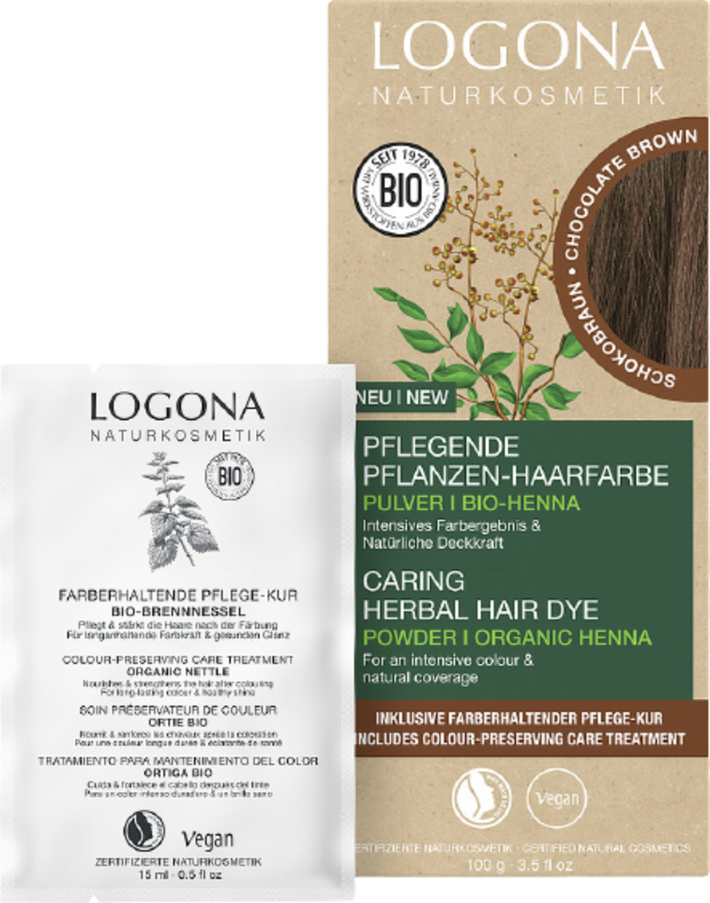 LOGONA  Pflanzen-Haarfarbe Pulver Schokobraun, 100 g