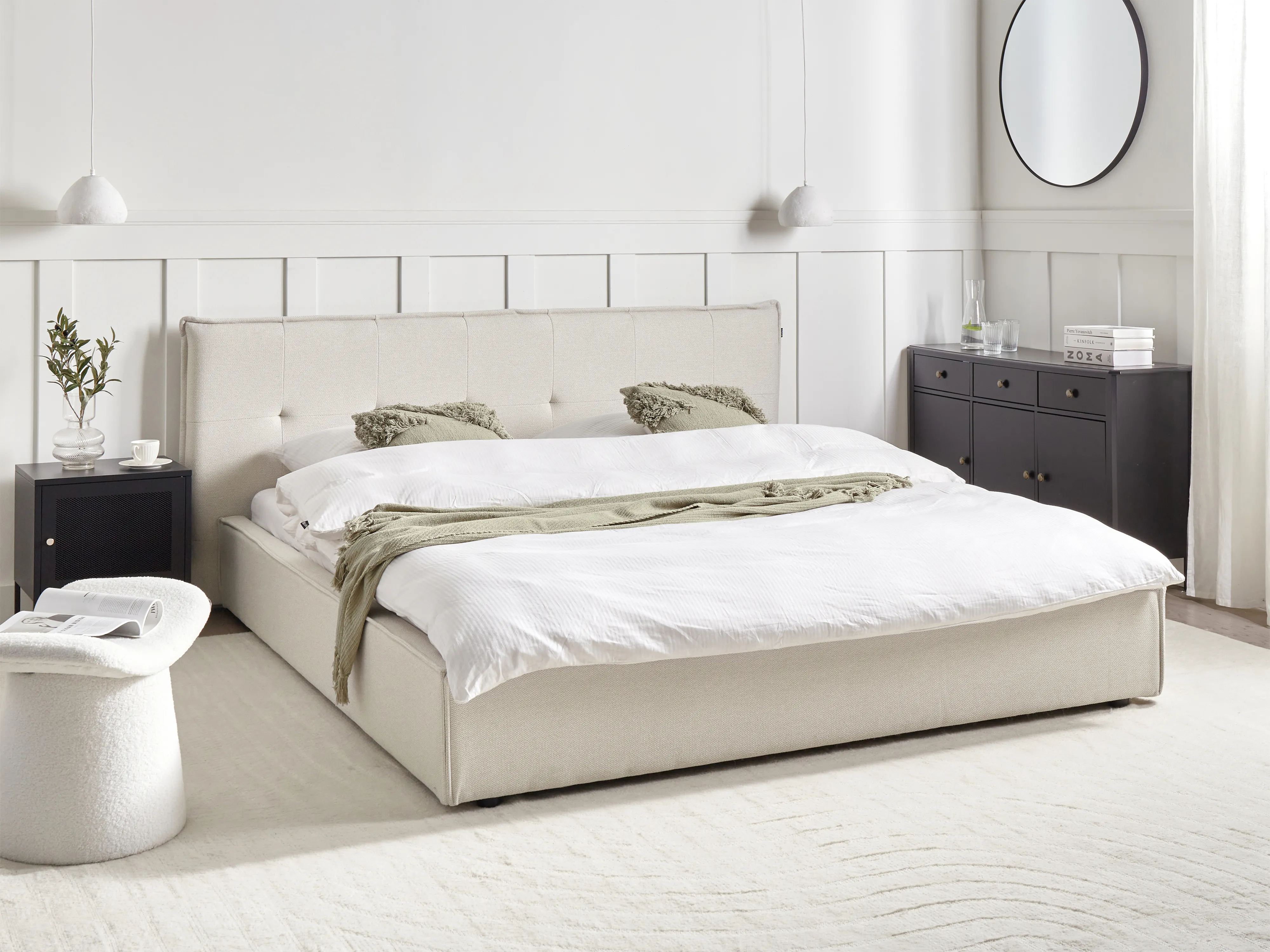 Bed Kunstlinnen LESTRE 180 x 200 cm Gebroken wit