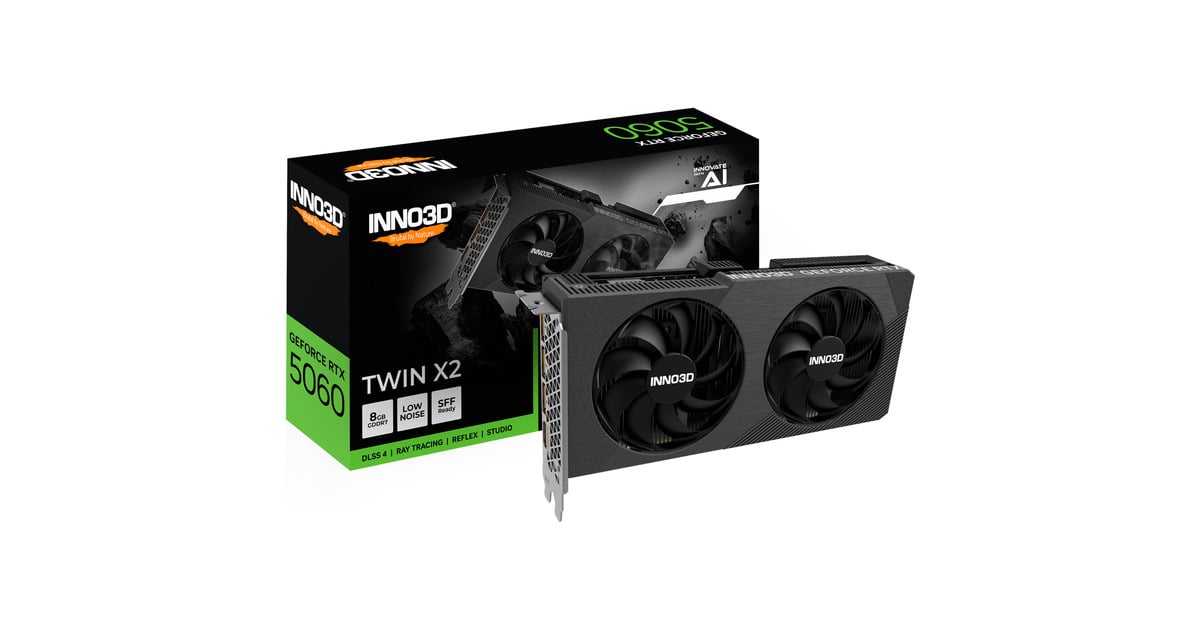 INNO3DGeForce RTX 5060 TWIN X2 8GB grafische kaart  (DLSS 4, 3x DisplayPort, 1x HDMI 2.1)