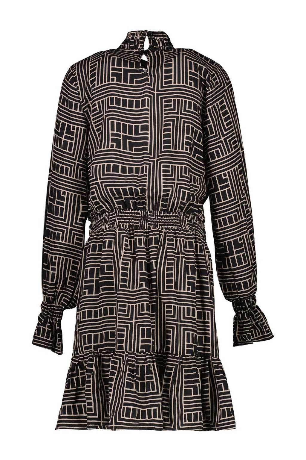 Cars jurk FLYAN met all over print zwart/beige