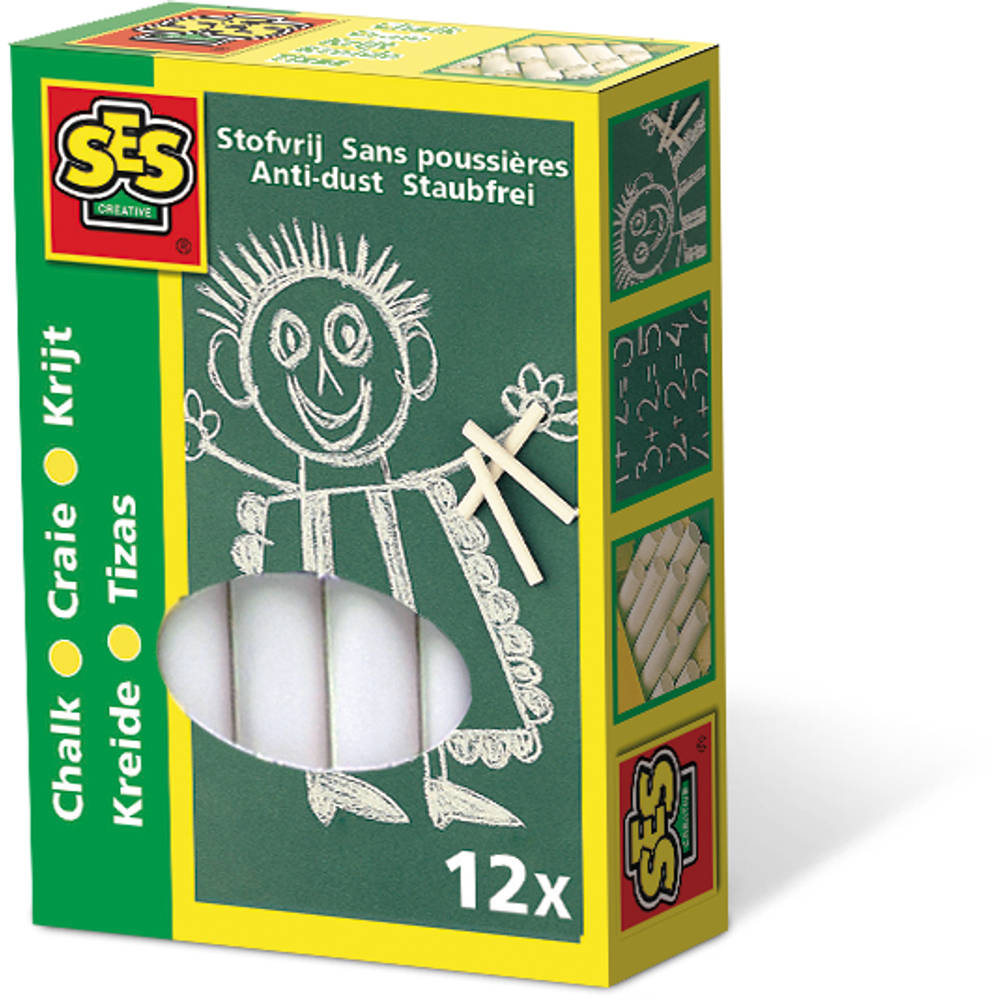 SES Creative krijtjes 12 stuks - wit