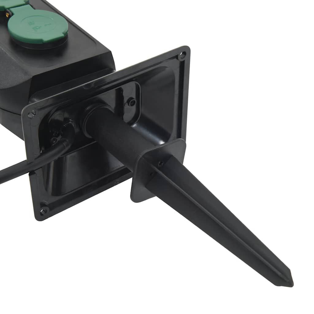 vidaXL Tuinstopcontactsplitter met sokkel, 2 stopcontacten, zwart en groen