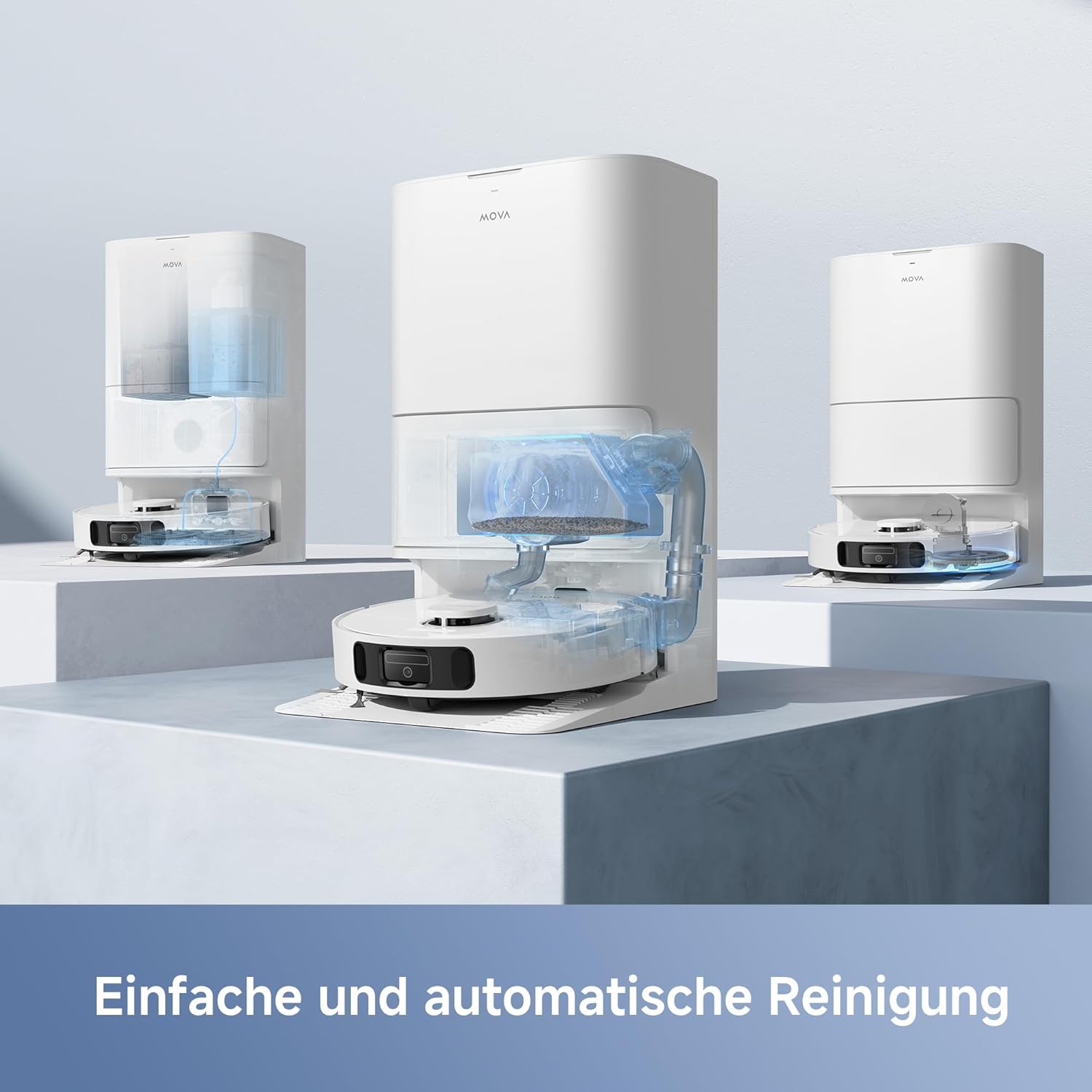 Mova E30 Ultra saugroboter mit wischfunktion, automatischer Entleerung & Mop-Selbstreinigung, 7000Pa, 10,5mm Mop-Anhebung, Robo Swing Tech, Ultraschall-Teppicherkennung, 75 Tage Hands-Off Reinigung