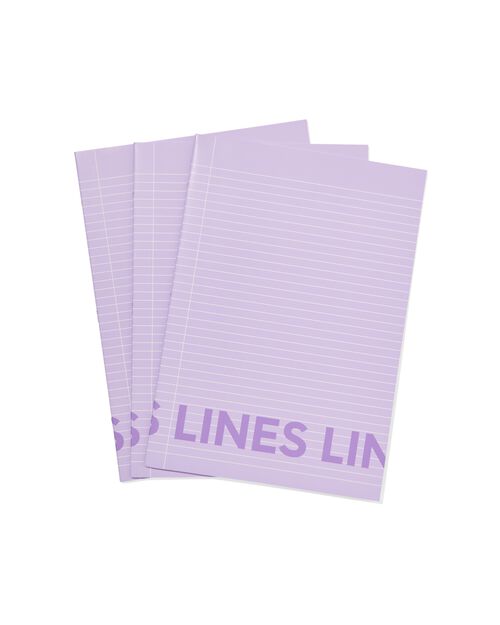 3 cahiers lilas A4 - lignés