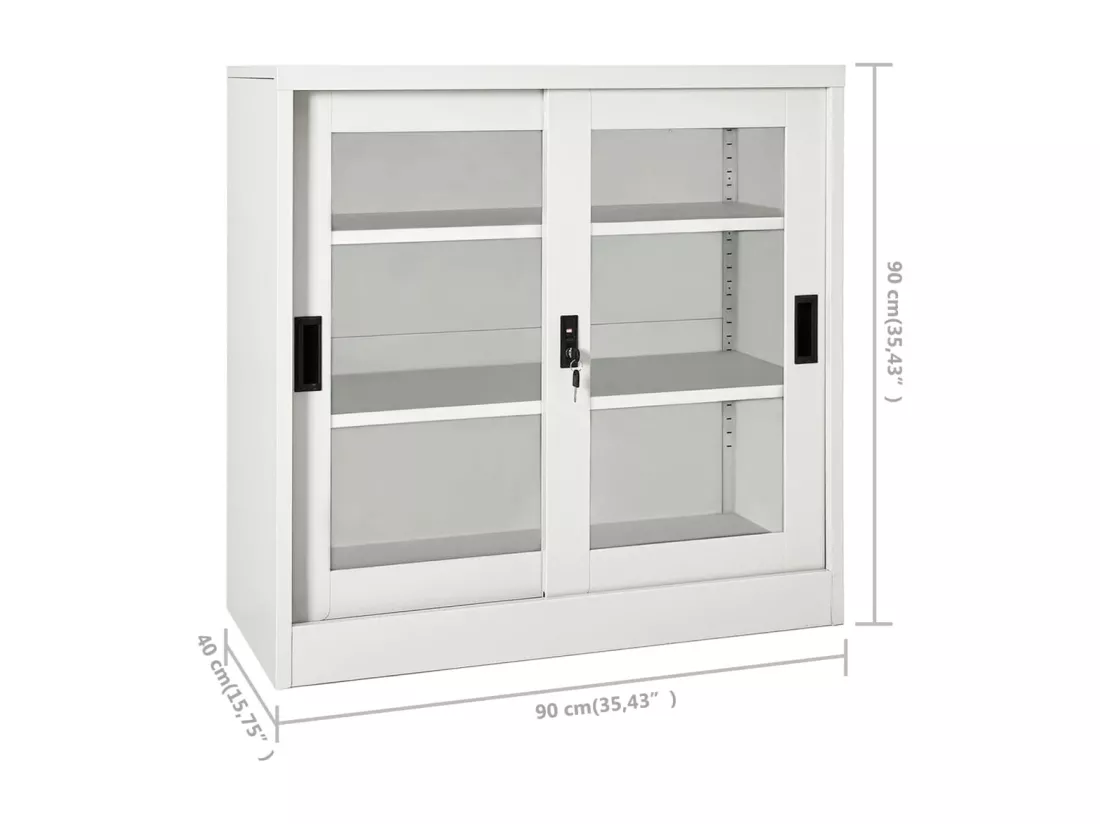 Armoire à portes coulissantes Gris clair 90x40x90 cm Acier