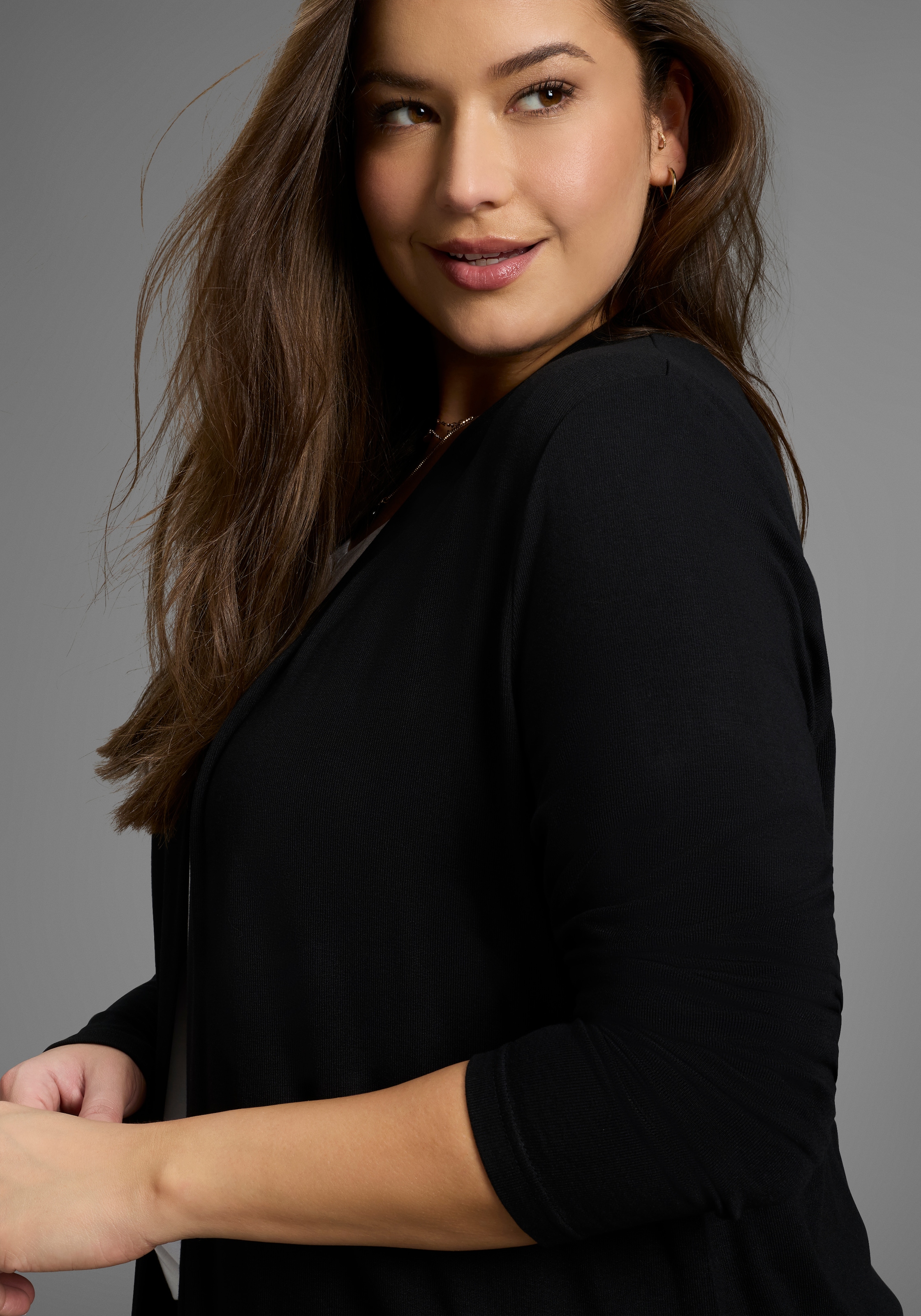 Laura Scott CURVE Strickjacke , aus angenehmem Jerseymaterial - GROSSE GRÖSSE