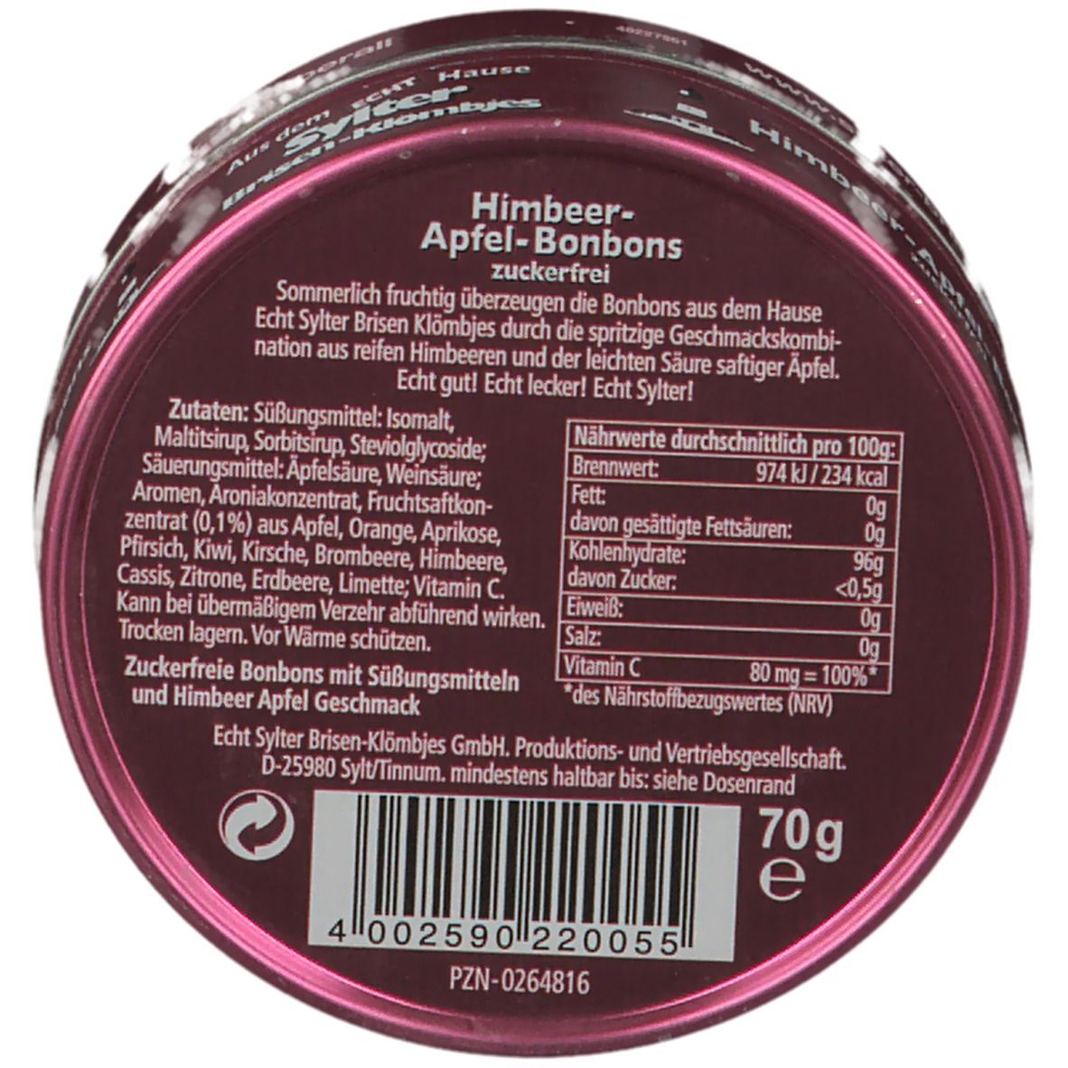 Echt Sylter Bonbons Himbeer-Apfel zuckerfrei