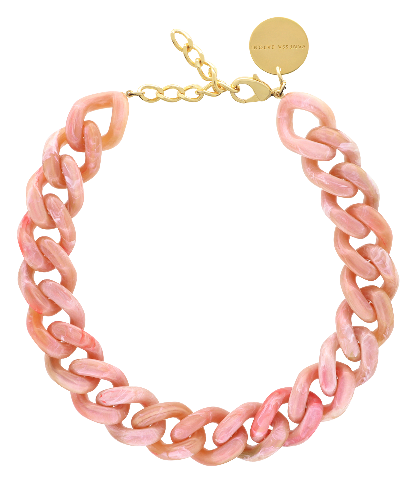 FLAT CHAIN - Collier à maillons marbrés| Rose