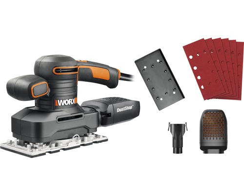 WORX 250W 90x187mm WX641 excenterschuurmachine, inclusief accessoires