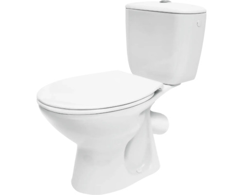 WC-combinatieset form&style NEGROS, diepspoeltoilet met rand, horizontale uitloop, glanzend wit met toiletzitting