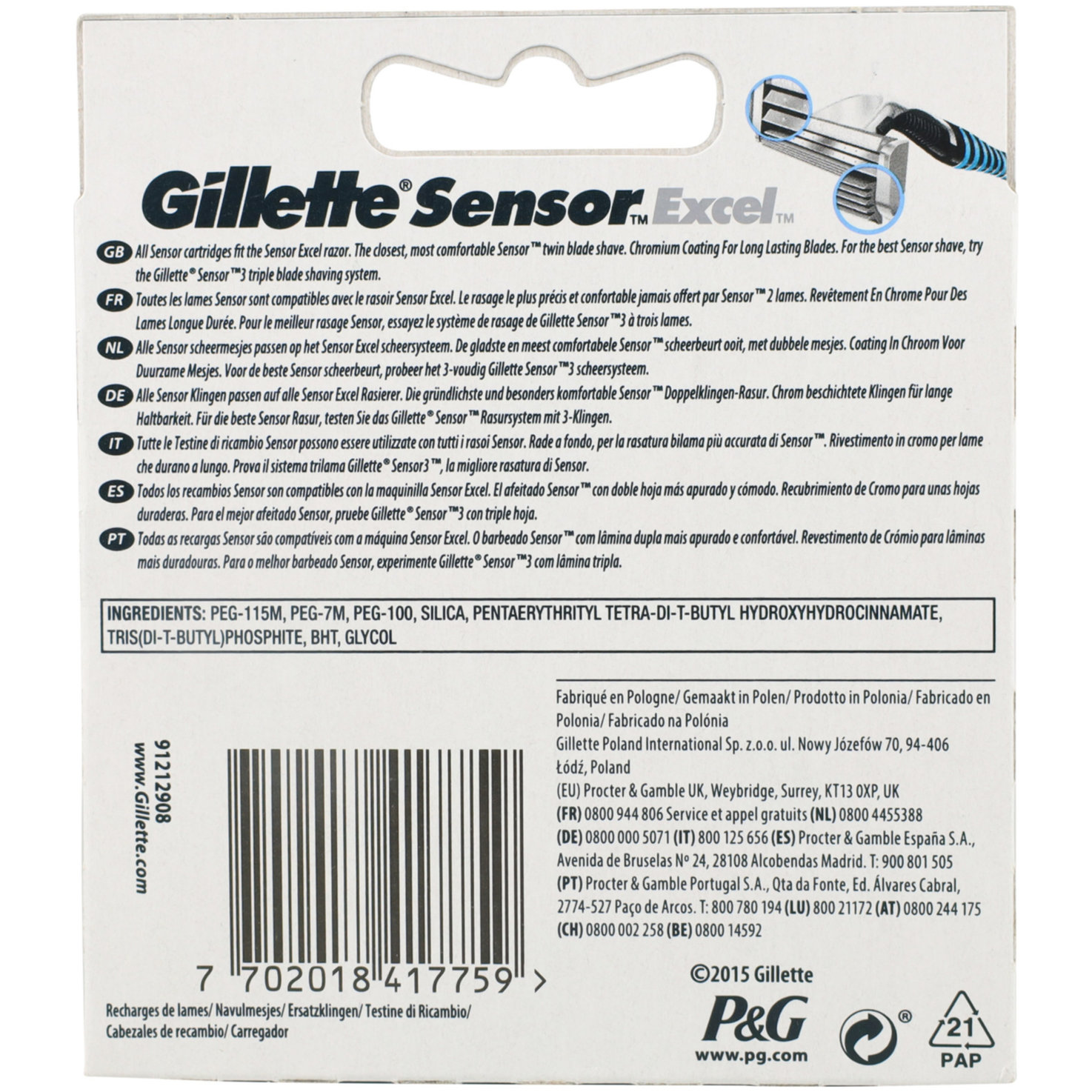 Gillette Klingen Sensor Excel System 10er