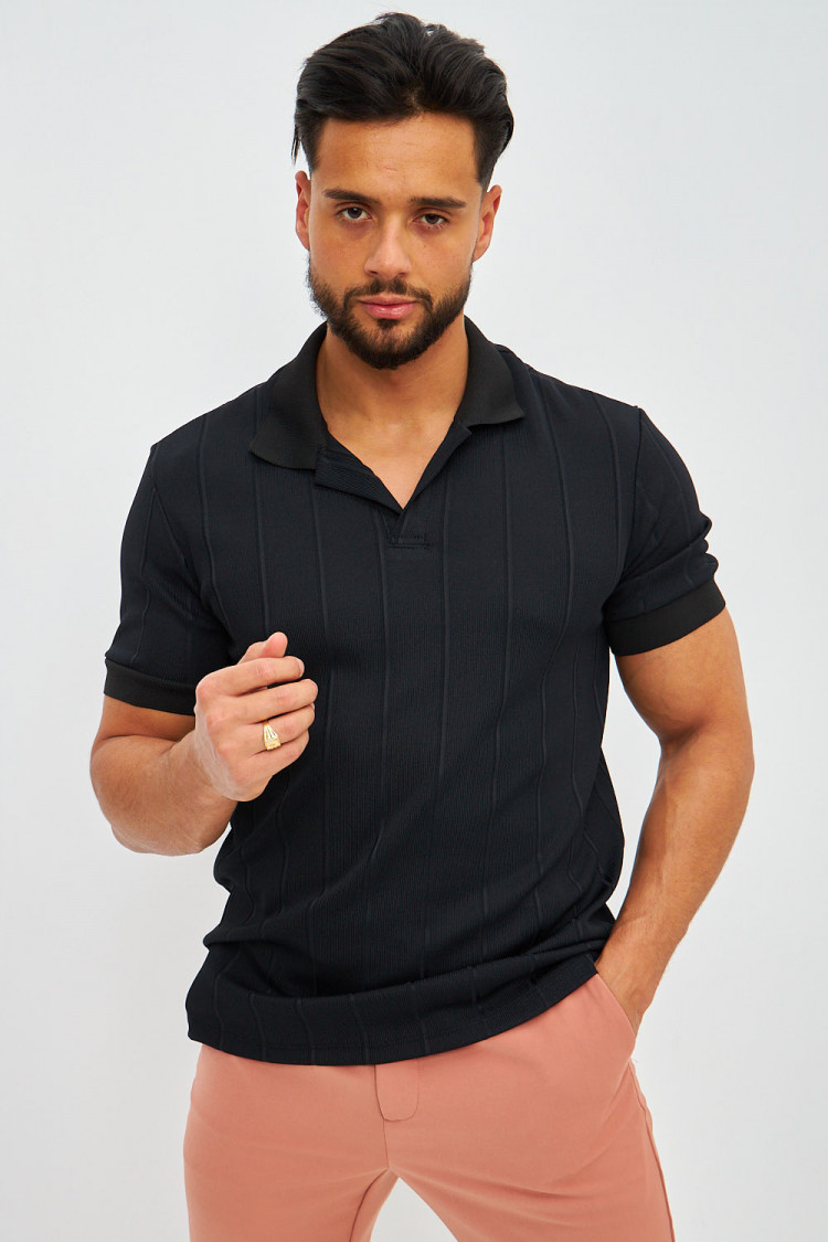 Polo côtelé noir