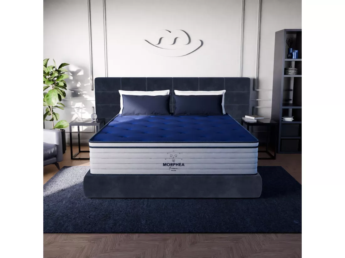 Matelas Hybride 120x190x30cm VICTORIA Luxe - Mousse à mémoire forme et Ressorts Ensachés - Soutien ferme - Morphea