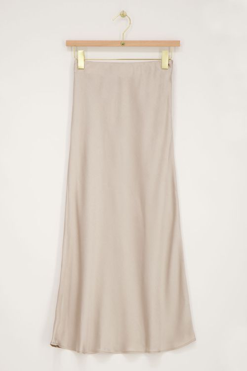 Beige midi satijnen rok