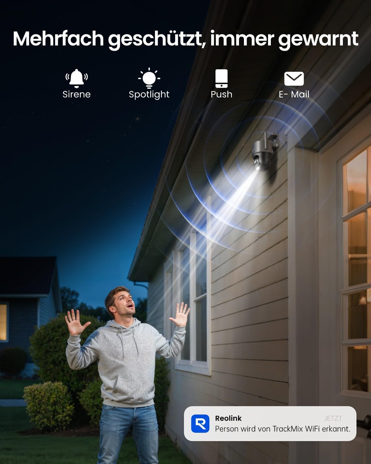 Reolink 4K 8MP Wi-Fi 6 PTZ Überwachungskamera Aussen WLAN mit Auto-Tracking-Zoom, Dual-Objektiv, Dual-Ansicht, WLAN Kamera Outdoor mit Smart-Erkennung, Farbnachtsicht, Außenkamera, TrackMix WiFi Grau