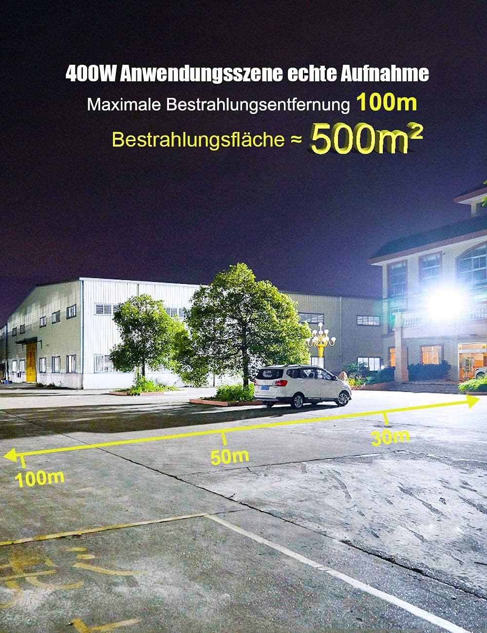 400W LED Strahler Flutlicht Außen 40000LM Außenstrahler Flutlichter LED Fluter 4 Flutlichtstrahler mit verstellbarem Winkel 6500K IP67 Wasserfest für Stadien