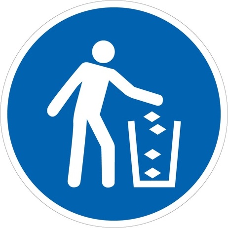 Pictogramme ISO 7010 M030 Utiliser la poubelle