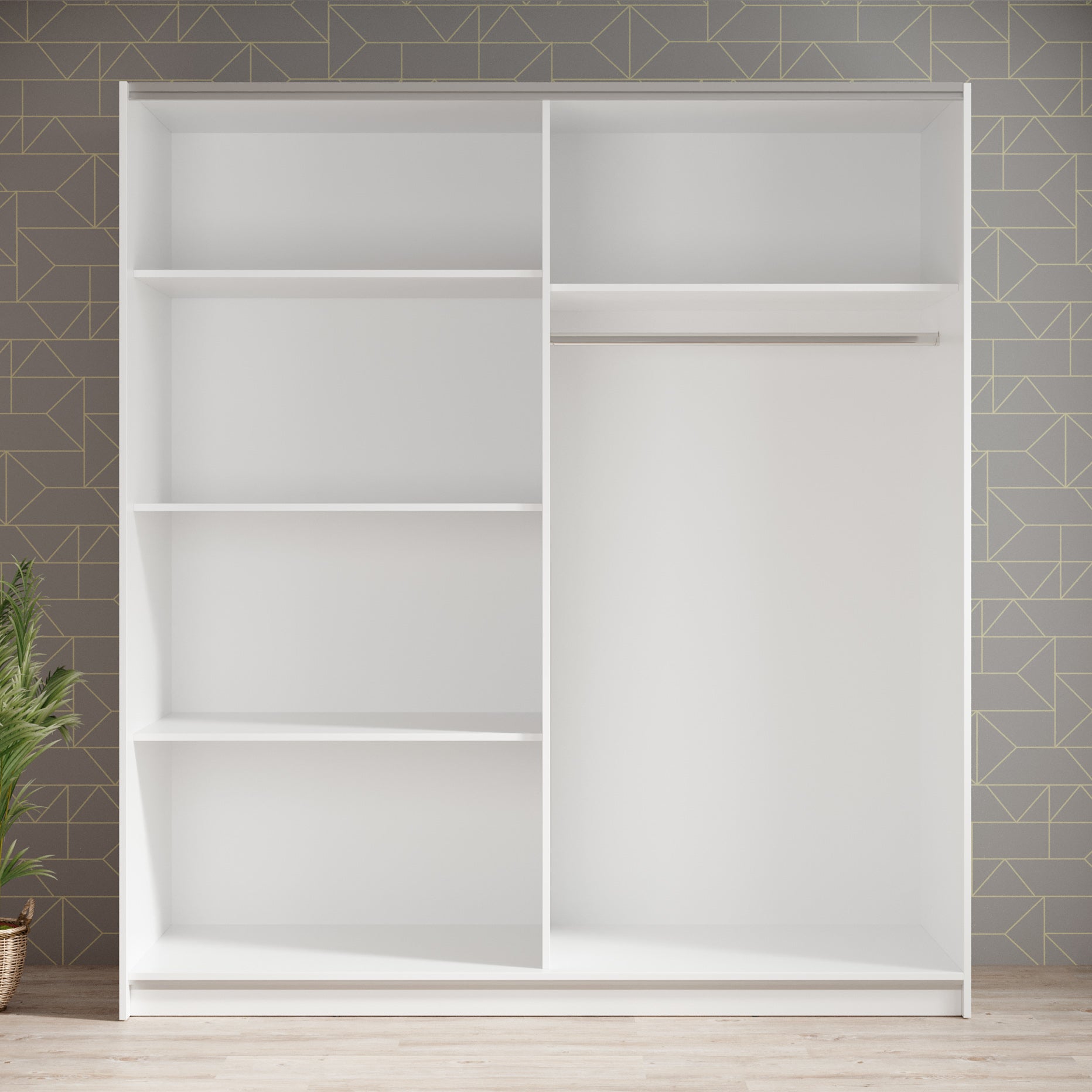 Ganaro - Kledingkast met schuifdeuren - Wit - 180x62x198 cm