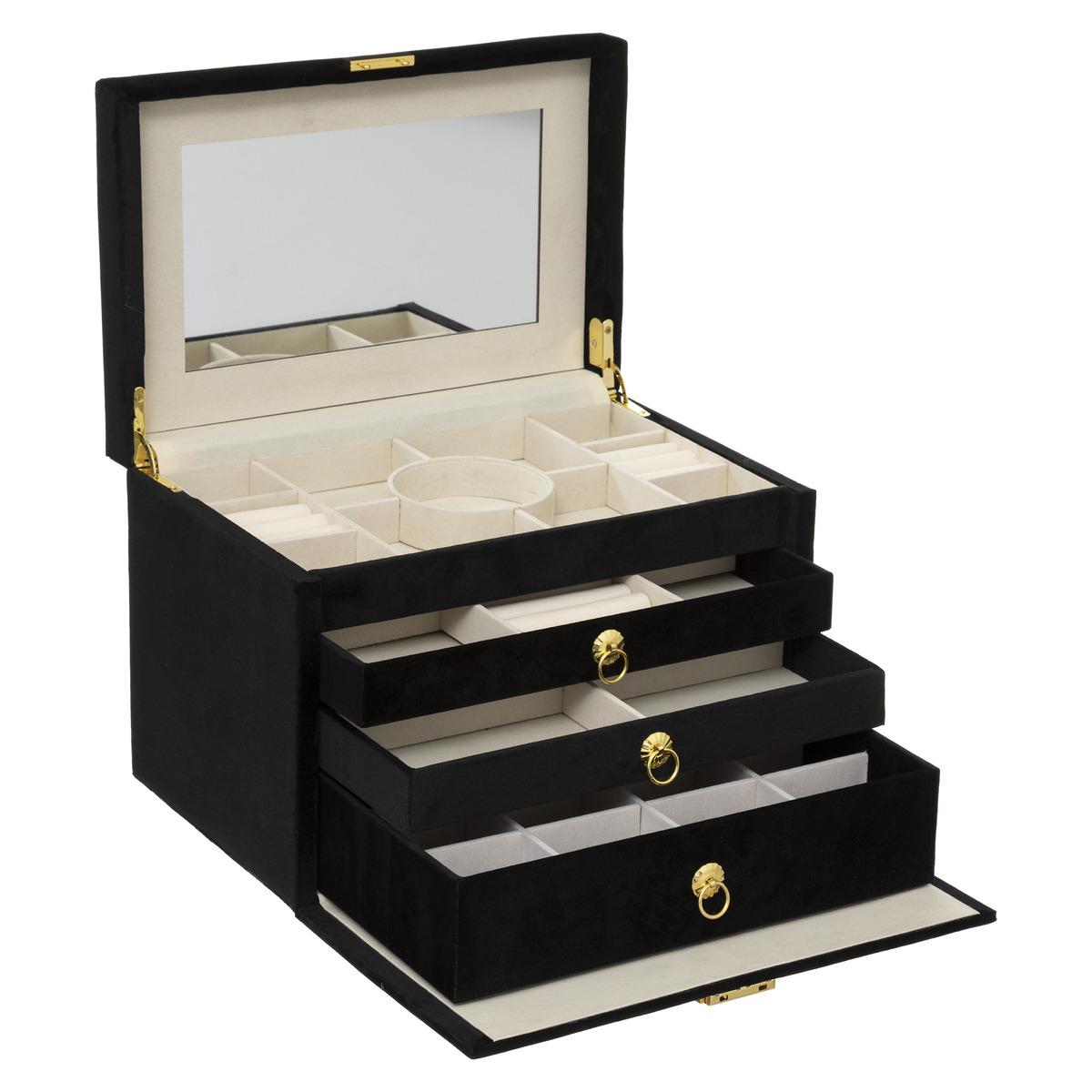 BOITE BIJOUX VELOURS NIGHT NOIR