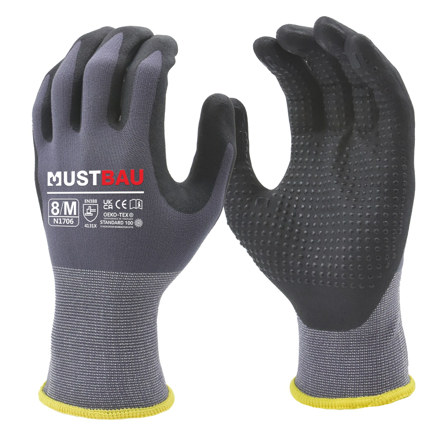 Mustbau Arbeitshandschuhe 3 Pack, Abriebfest Gartenhandschuhe Montagehandschuhe,Größe:XL