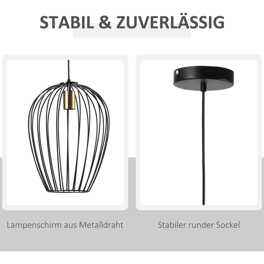 HOMCOM Hängelampe höhenverstellbar schwarz