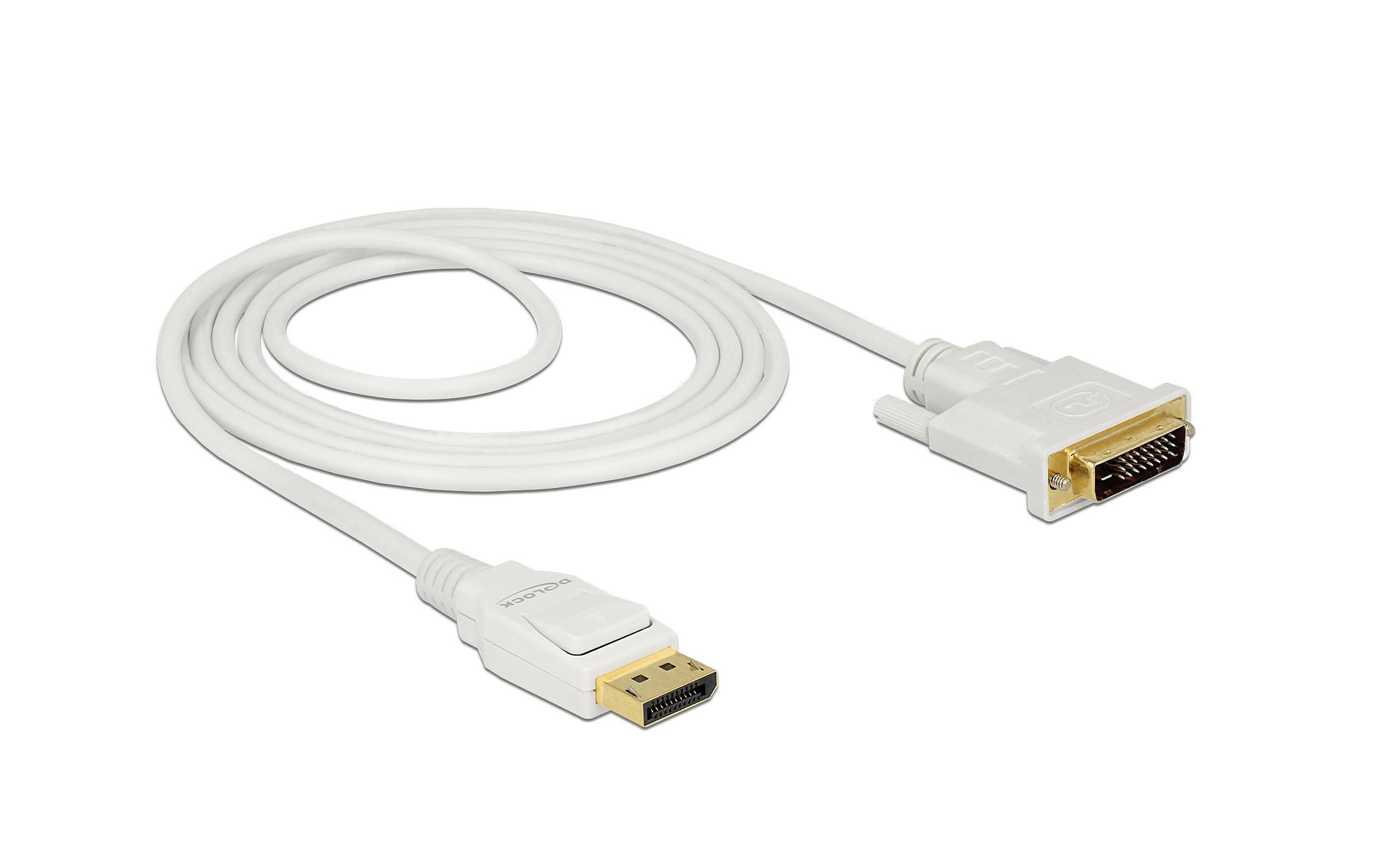 Kabel DisplayPort - DVI-D, 2 mDelock Kabel DisplayPort 1.2 Stecker > DVI 24+1 Stecker Passiv 4K 30 Hz 1 m schwarz