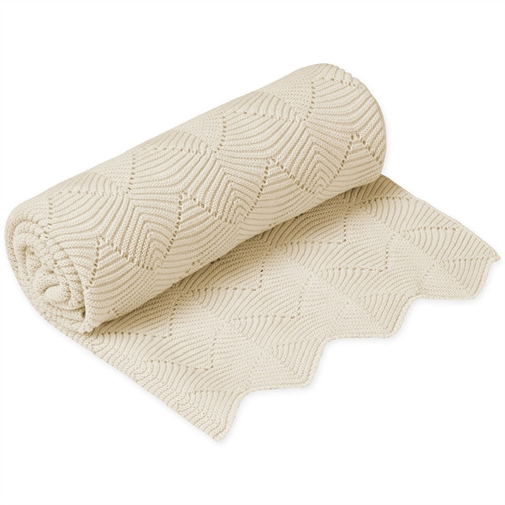 Cam Cam Baby Scallop Knit Tæppe Natural - CamCam