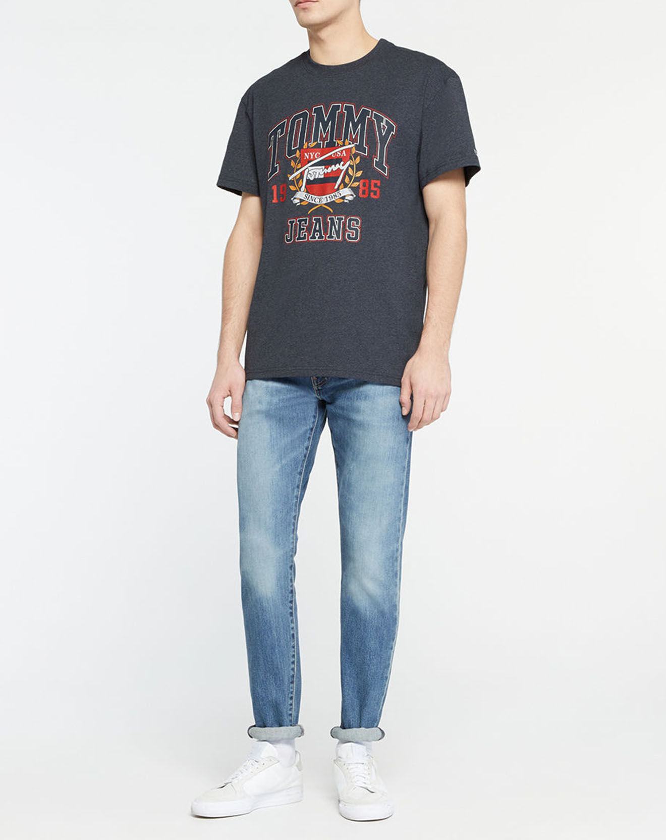 Tommy Jeans T-Shirt vintage délavé Collège bleu marine