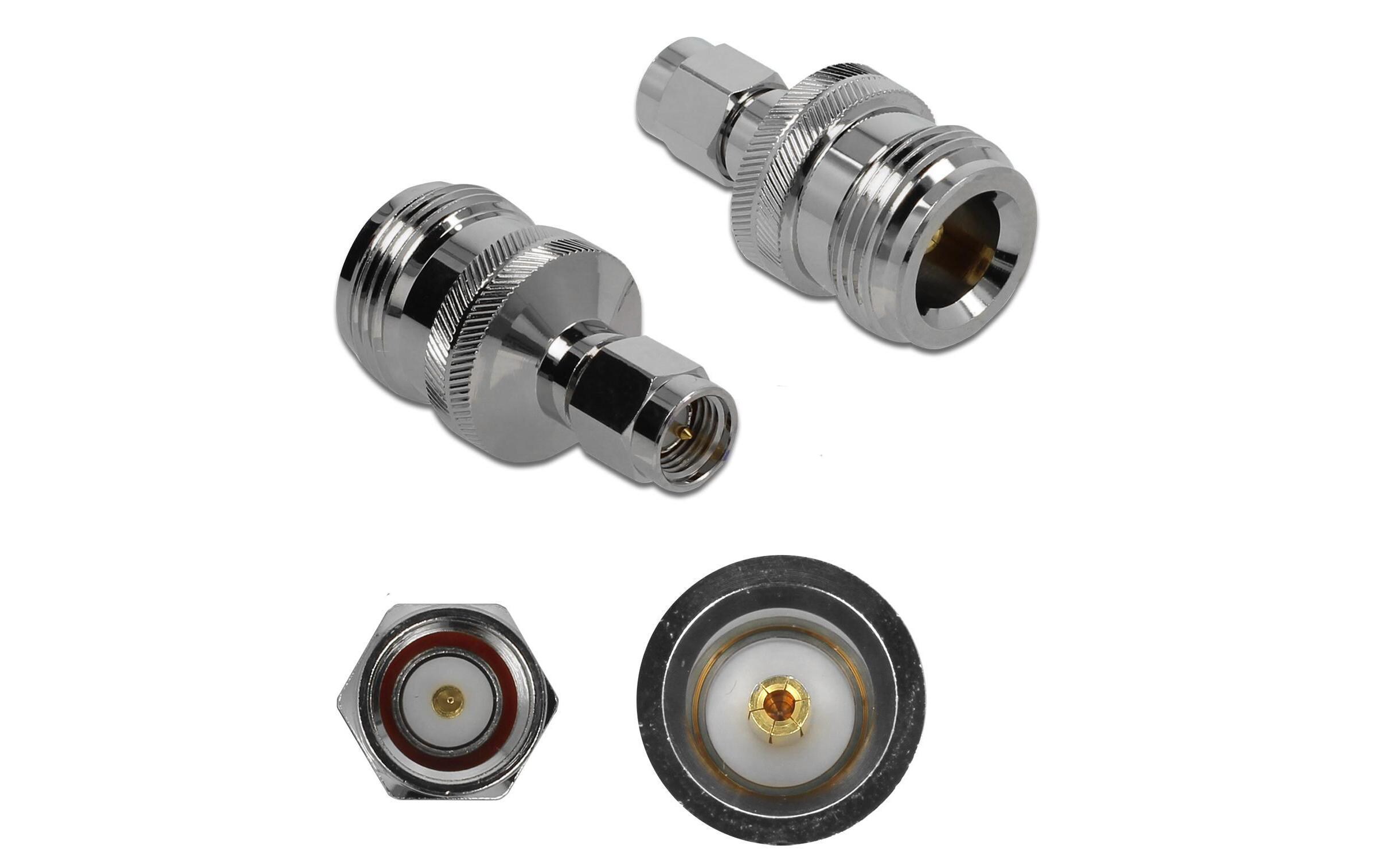 Antennenadapter 10 GHz, N-Type Buchse (f) - SMA Stecker (m)Delock Adapter N Buchse zu SMA Stecker 10 GHz