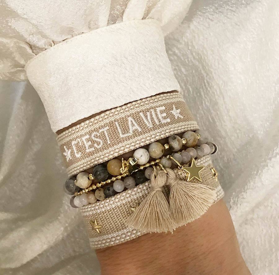 DARK Woven Friendship Bracelet C'est La Vie Sand
