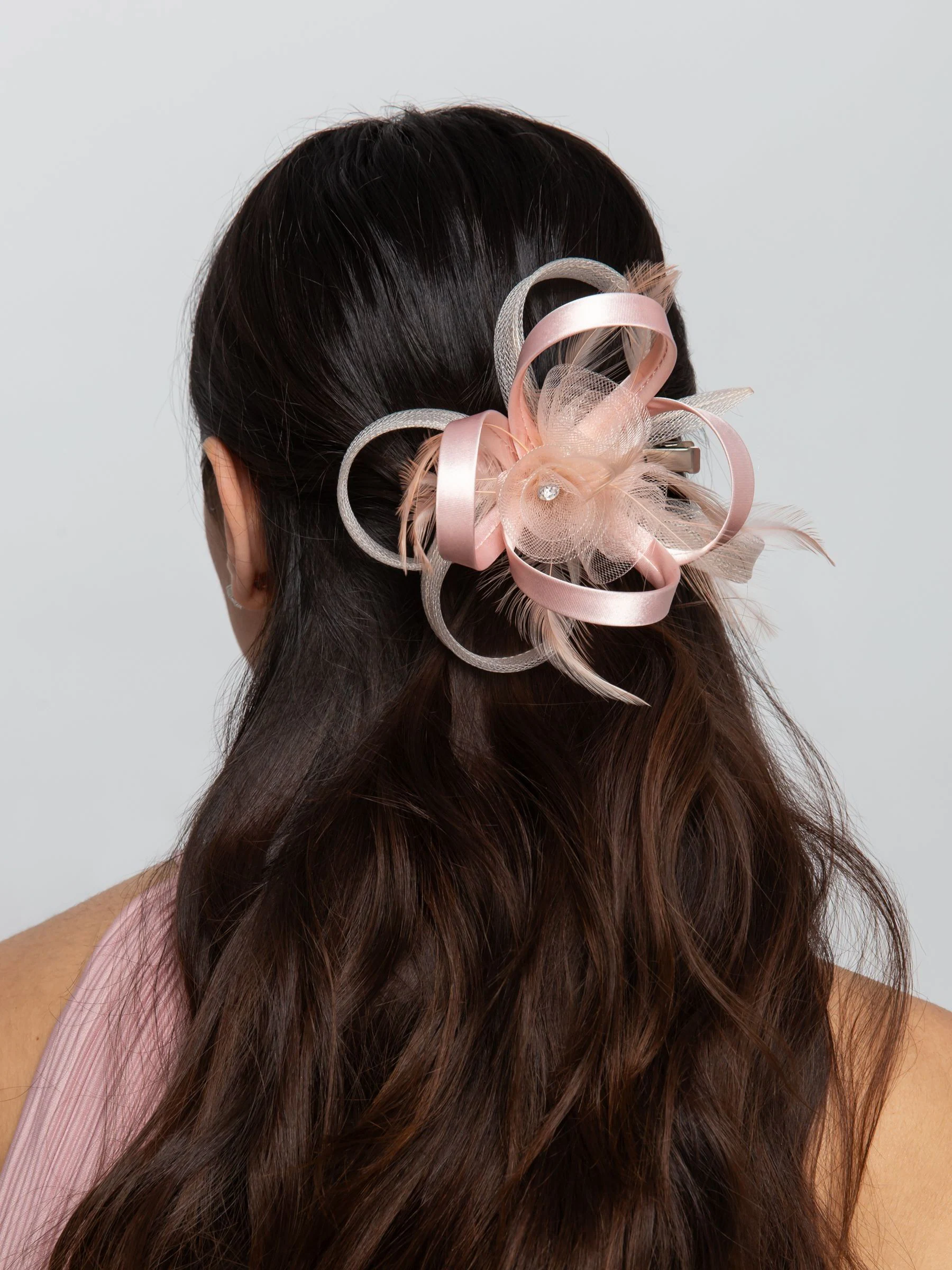 Aela Blush Pink Rose Fascinator Clip