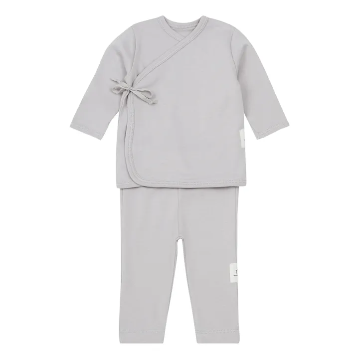 Bamboo Baby Ensemble Kimono et Legging Coton Bio | Gris clair
