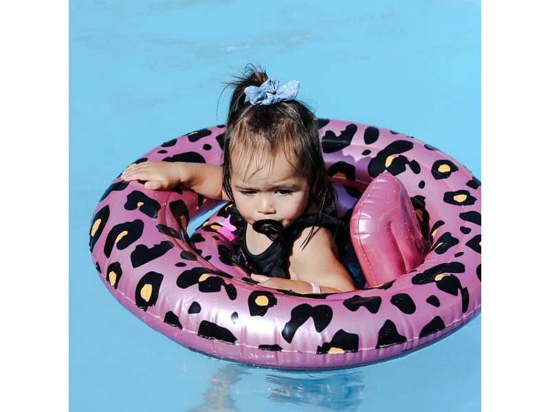 Swim Essentials Schwimmsitz 0-1 Jahre Lila Leopard Babyschwimmer mit 4 Luftkammern